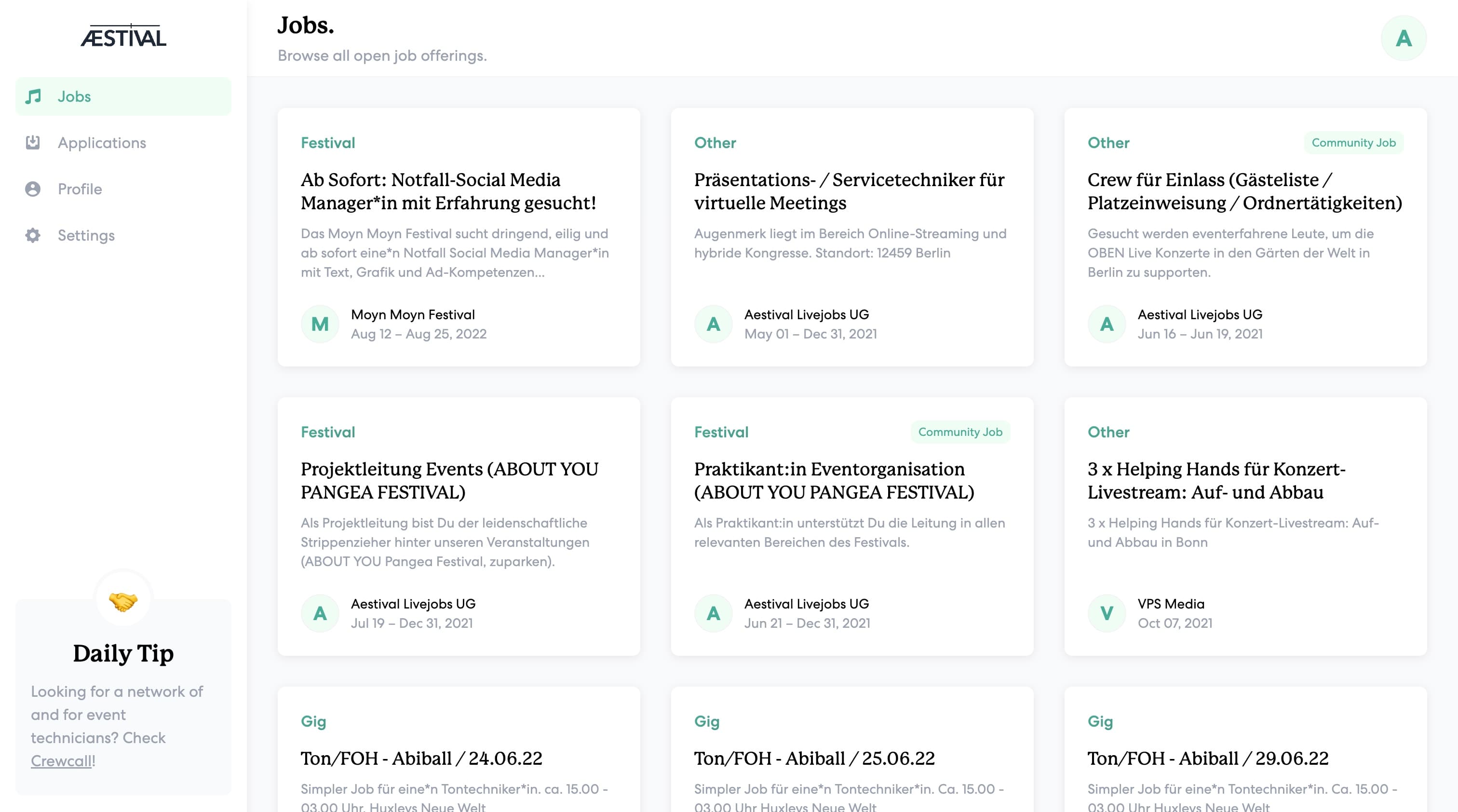 Our freelancer dashboard
